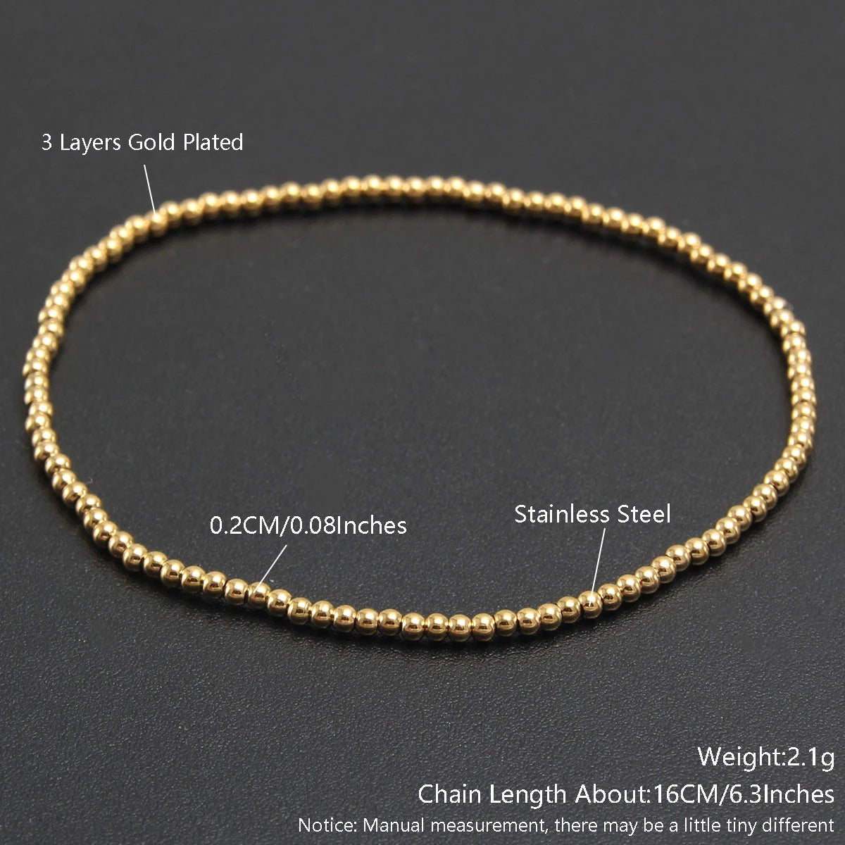 Trend Stretch Stainless Steel Stacked Ball Beaded Bracelets: