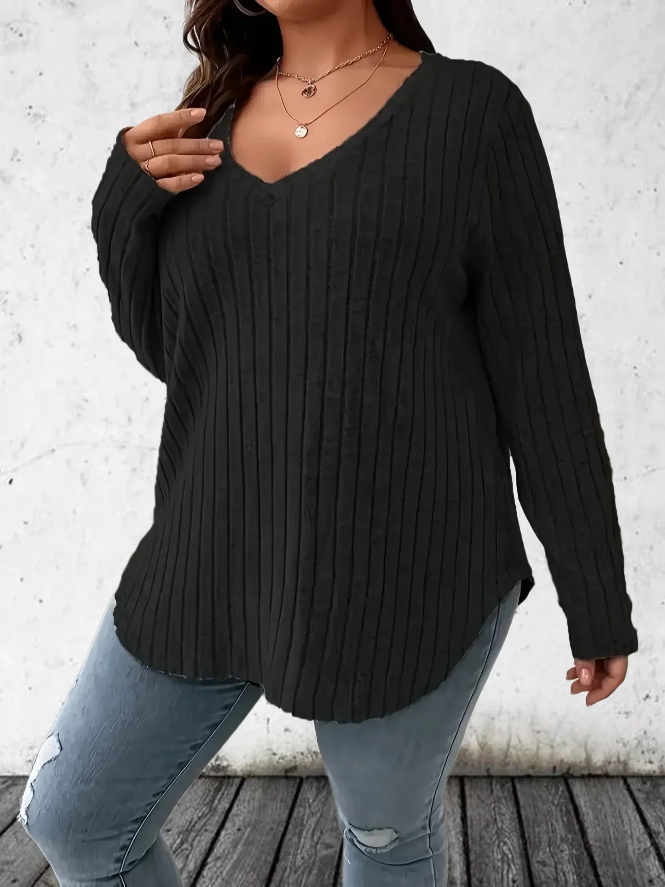 Women's Casual Fashion V Neck Long Sleeve T-Shirt
