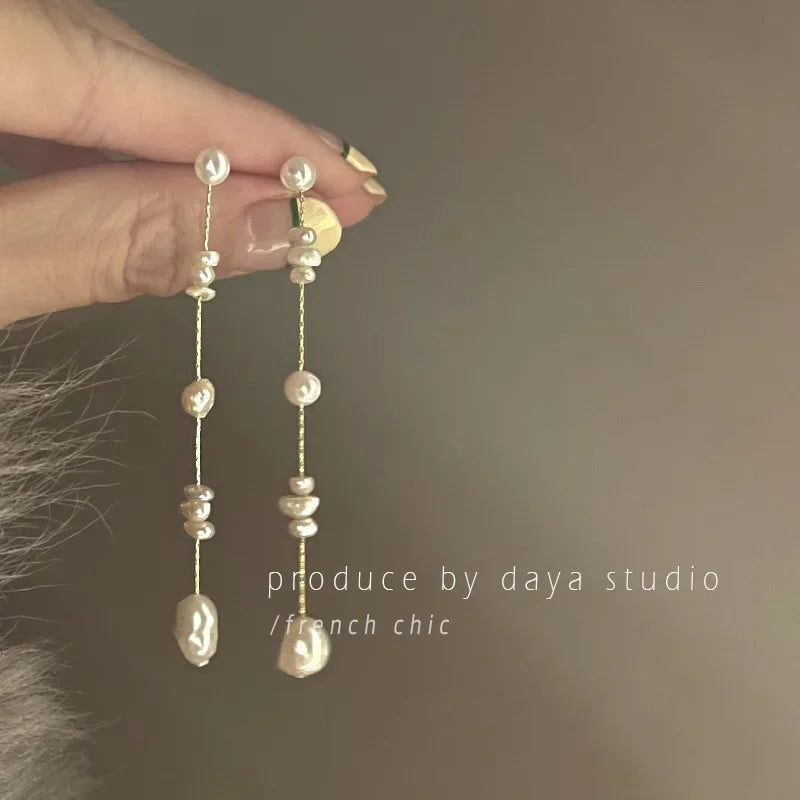 Minar French Baroque Freshwater Pearl Dangle Earrings
