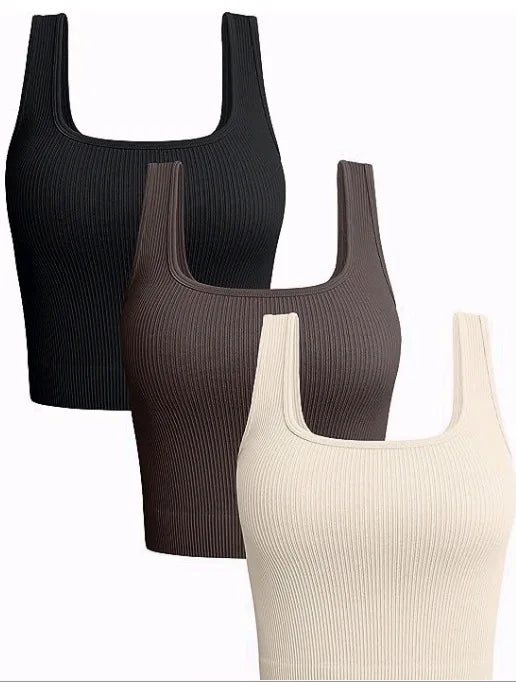 Women’s Solid Square Neck Ribbed Tank Top