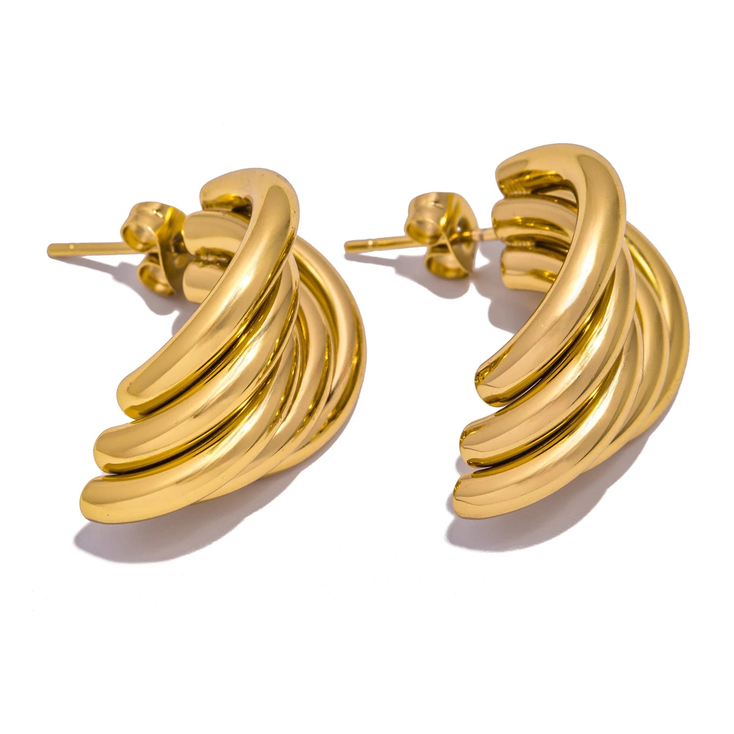 Stainless Steel Irregular Distort Geometry Hoop Earrings