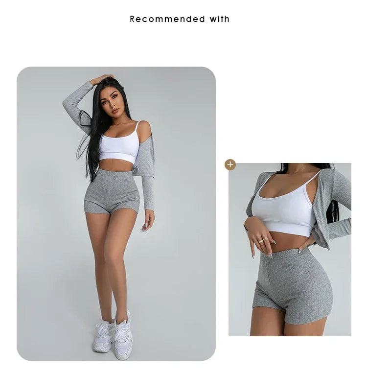 Womens High Waisted Knitted Shorts