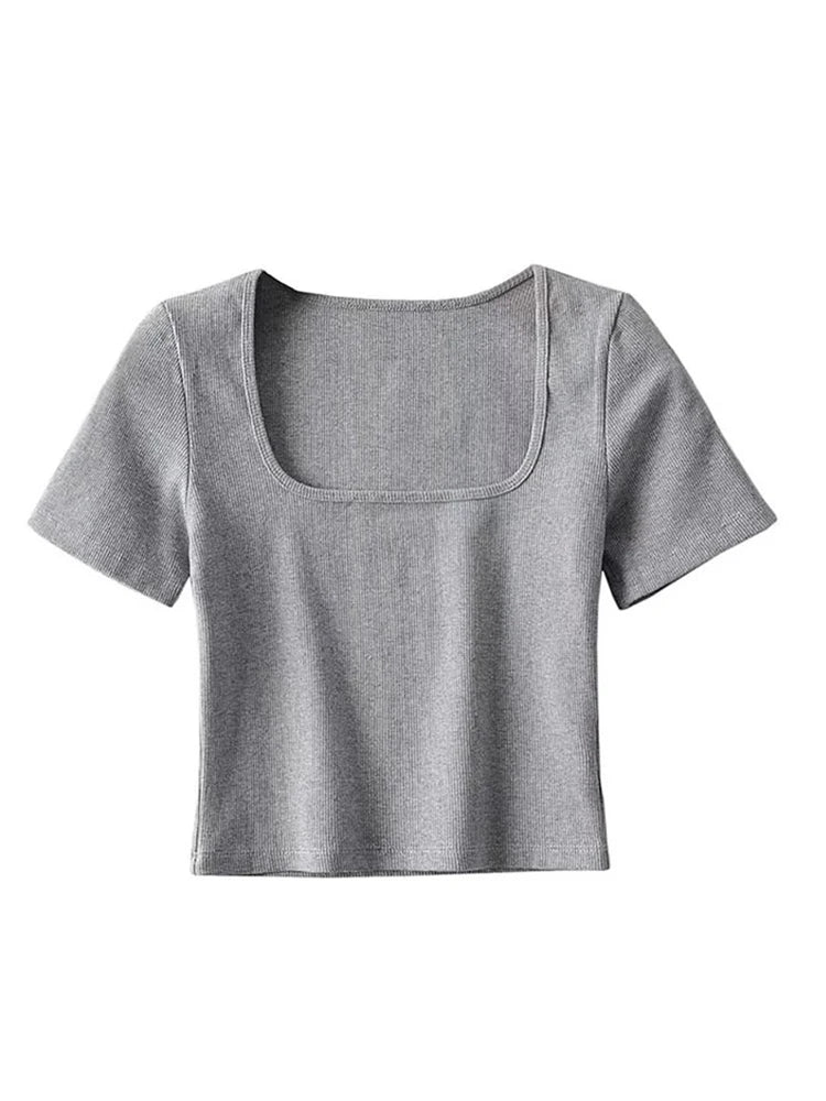 Women’s Square Neck Ribbed Crop Top