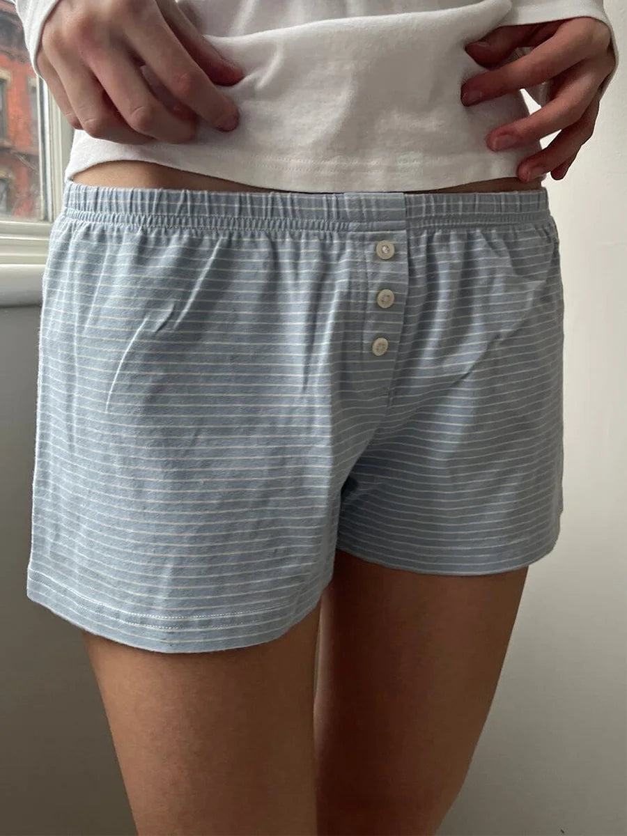 Pajama Shorts Low Waist Striped Boxer Shorts: