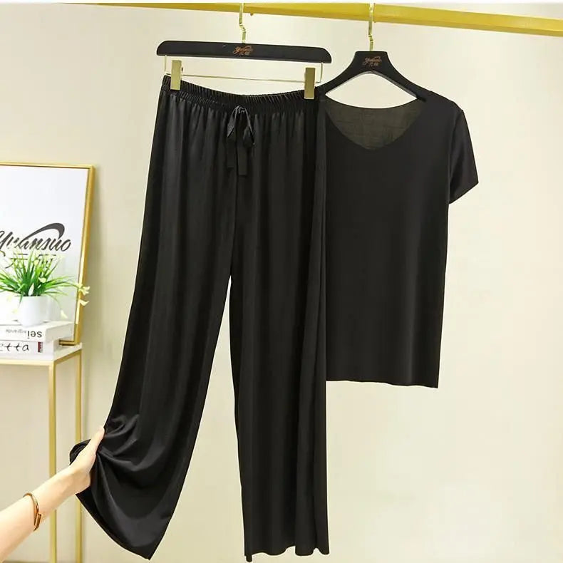 Autumn Loose Homewear Pants Two Piece Set For Women Cute Pajamas