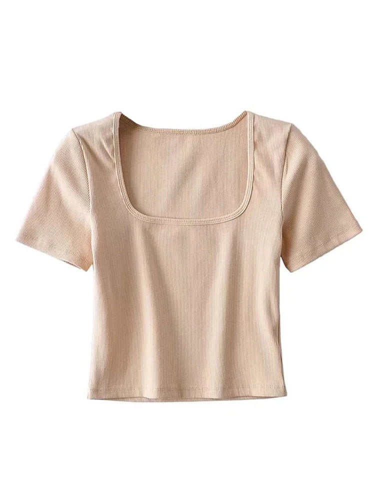Women’s Square Neck Ribbed Crop Top