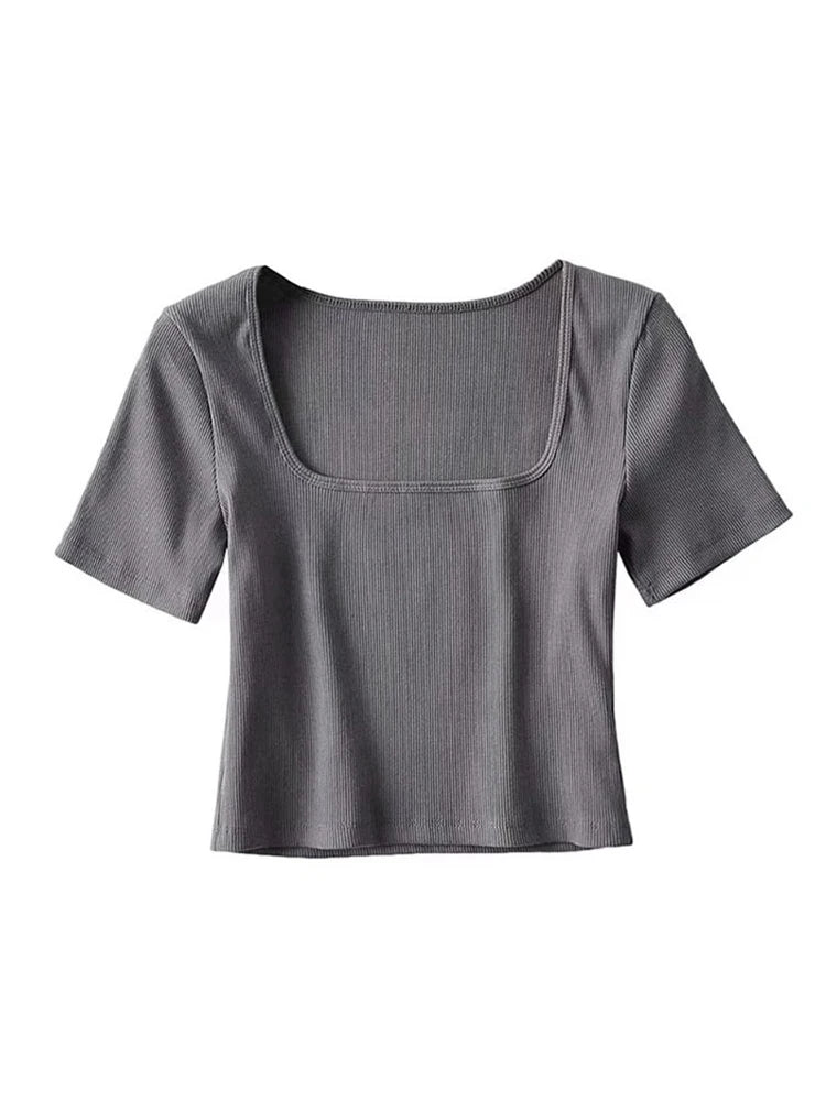 Women’s Square Neck Ribbed Crop Top