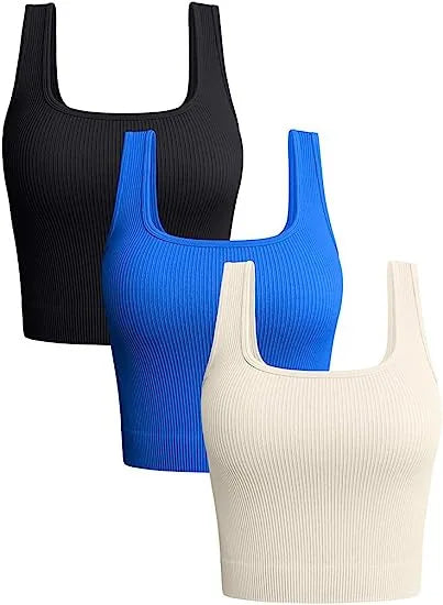 Women’s Solid Square Neck Ribbed Tank Top