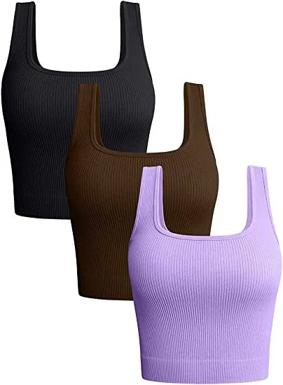 Women’s Solid Square Neck Ribbed Tank Top