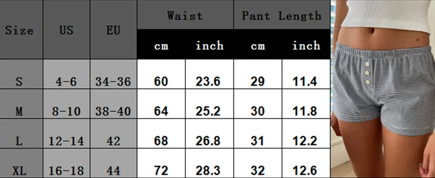 Pajama Shorts Low Waist Striped Boxer Shorts: