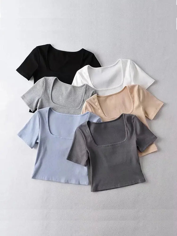 Women’s Square Neck Ribbed Crop Top