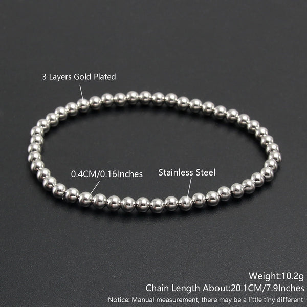 Trend Stretch Stainless Steel Stacked Ball Beaded Bracelets: