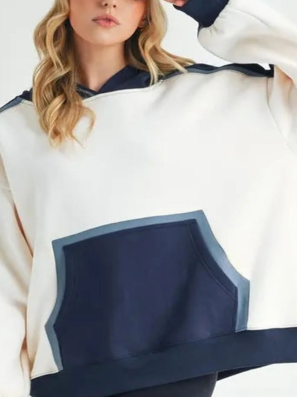 Trendy Color Block Hoodie with Kangaroo Pocket