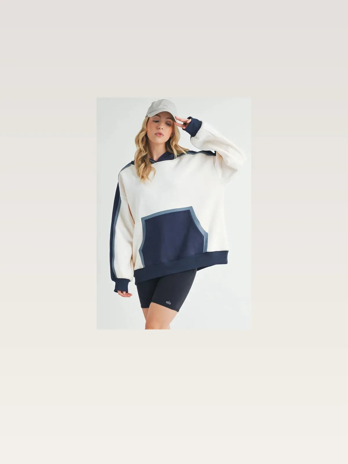 Trendy Color Block Hoodie with Kangaroo Pocket