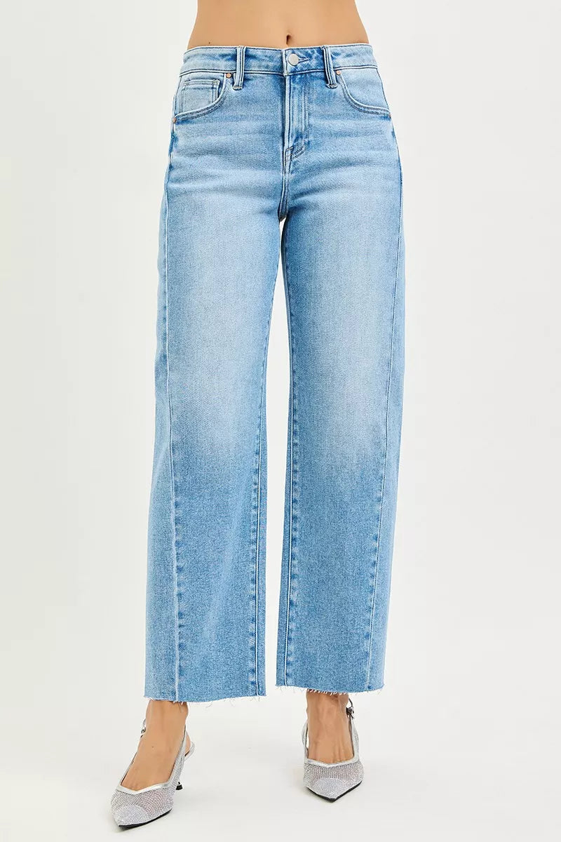 RISEN Plus Size Slouchy Cropped Barrel Jeans