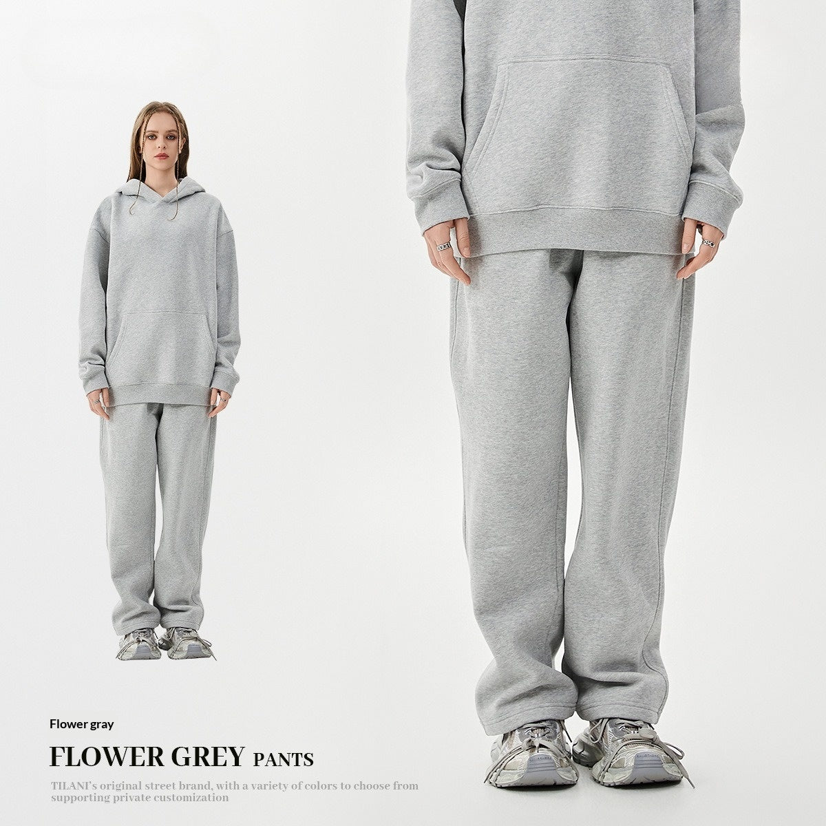 American-Style Fleece Thick Hoodie & Sweatpants Set