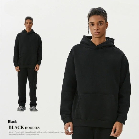 American-Style Fleece Thick Hoodie & Sweatpants Set