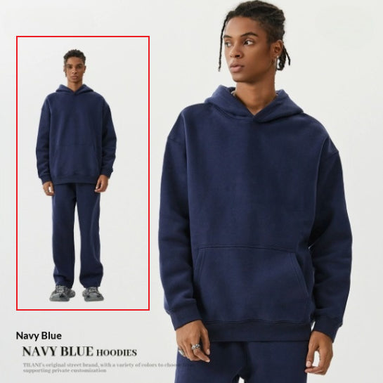 American-Style Fleece Thick Hoodie & Sweatpants Set