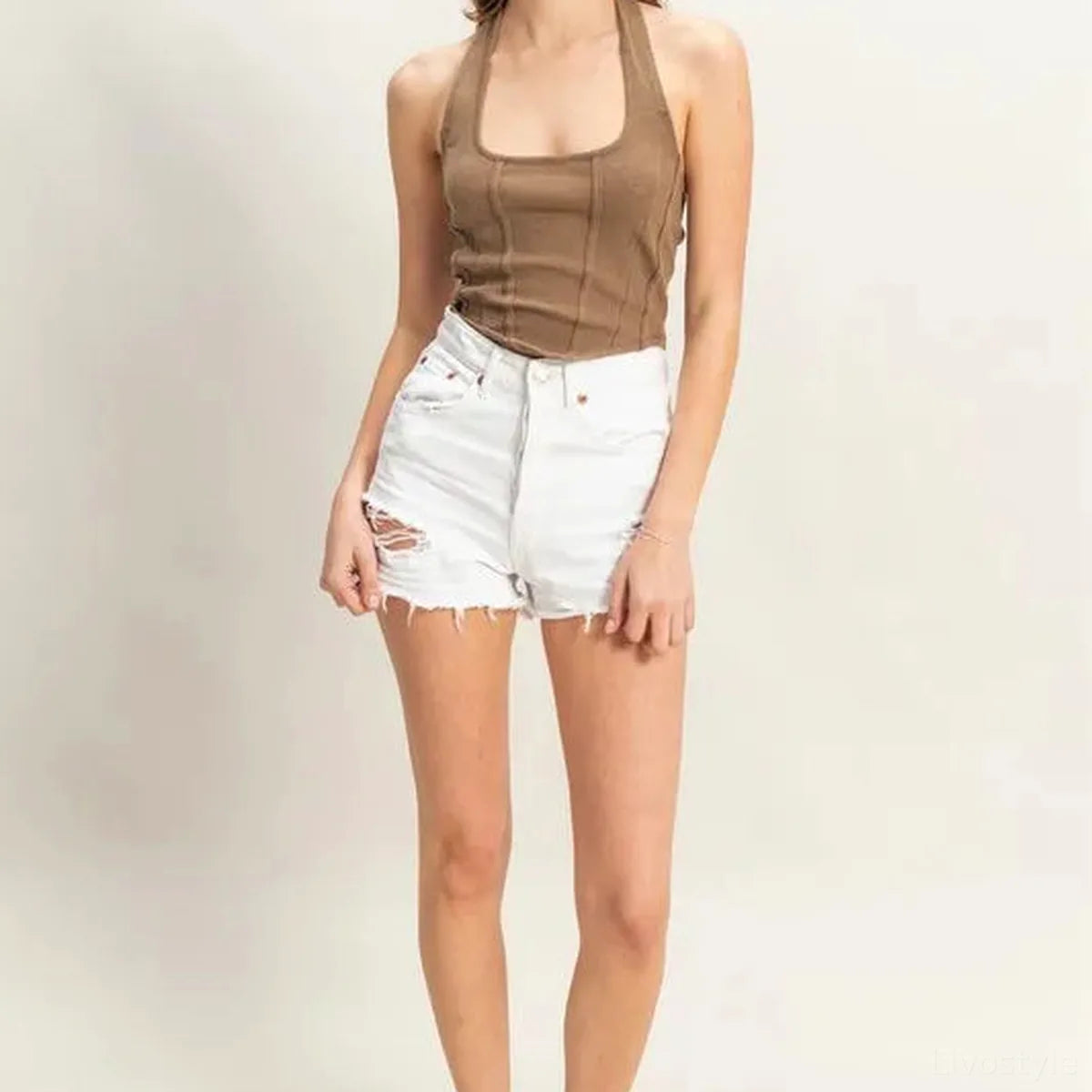Trendy Mineral Wash Halter Top for Daily Wear