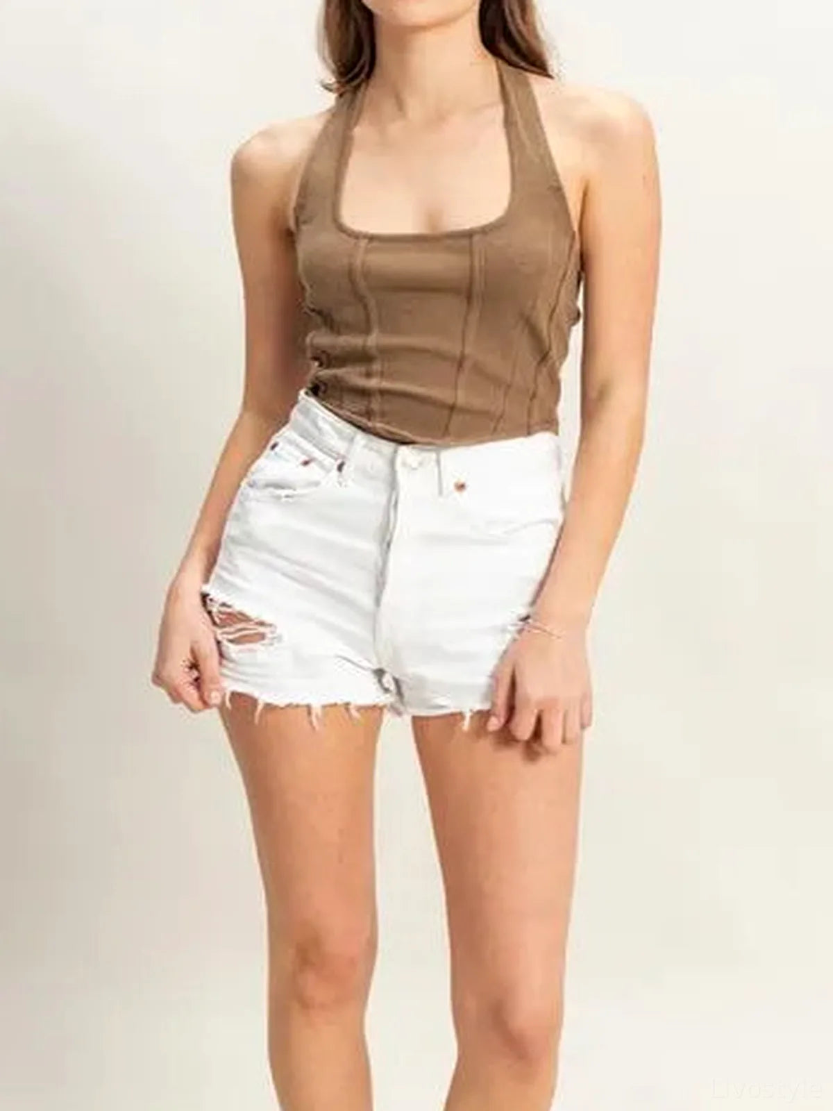 Trendy Mineral Wash Halter Top for Daily Wear