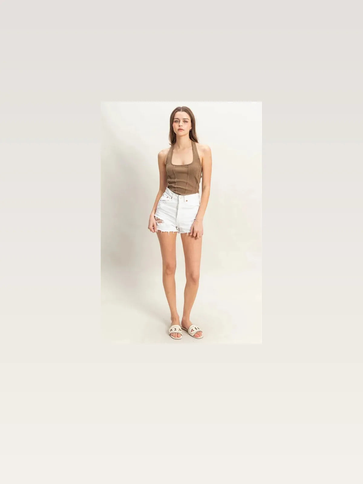 Trendy Mineral Wash Halter Top for Daily Wear