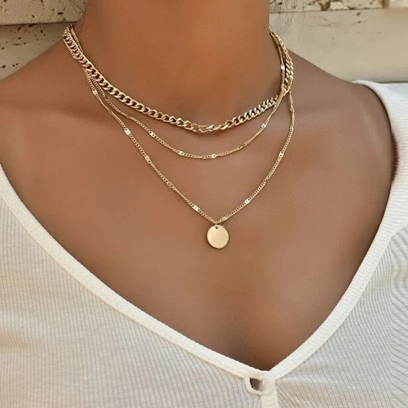 29-Piece Gold Layered Necklace Set for Women
